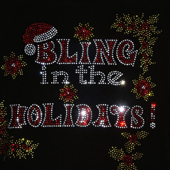 Christmas Bling In Holidays rhinestone long sleeved shirt XS S M L XL XXL 1X2X… - Picture 4 of 9